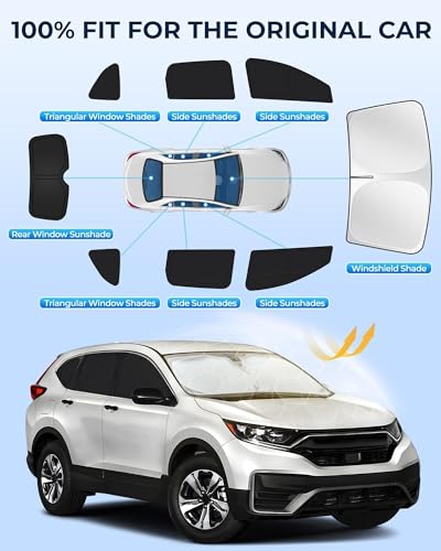 Image of for Honda CRV 2017-2022 Car Window Shades, 8pcs Privacy Sun Shade Set for Front Windshield Side and Rear Windows, Full Window Covers Keeps Vehicle Cool for Camping Napping