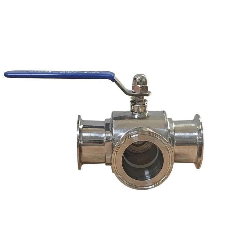 Valvola a sfera a tre vie tipo L da 25 mm, valvola a sfera direzionale a sgancio rapido manuale Tri Clamp in acciaio inossidabile