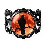 Raven Nevermore Ring - Gothic Horror Crow Handmade Filigree Artisan Ring (Jet Black)