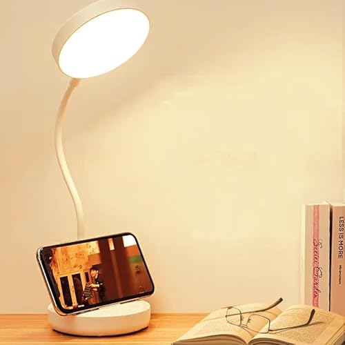 SaleOn LED Desk Lamp, Rechargeable Study Lamp With USB Charging, 3 Modes Lamp With Eye Protection, Flexible Gooseneck Lamp With Touch Control, Adjustable Reading Lamp, White Study Table Lamp Dimmable For Rs. 369 @ 59 %