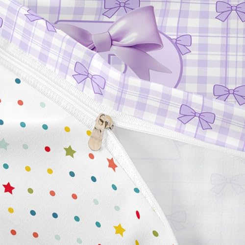 Ensemble de literie ribbon rose pour chambre de filles esthétique 220x240 - 7