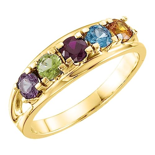 2 to 7 Birthstones Family Mother's Ring in Sterling Silver or Solid 10k Yellow Gold plus ENGRAVING4