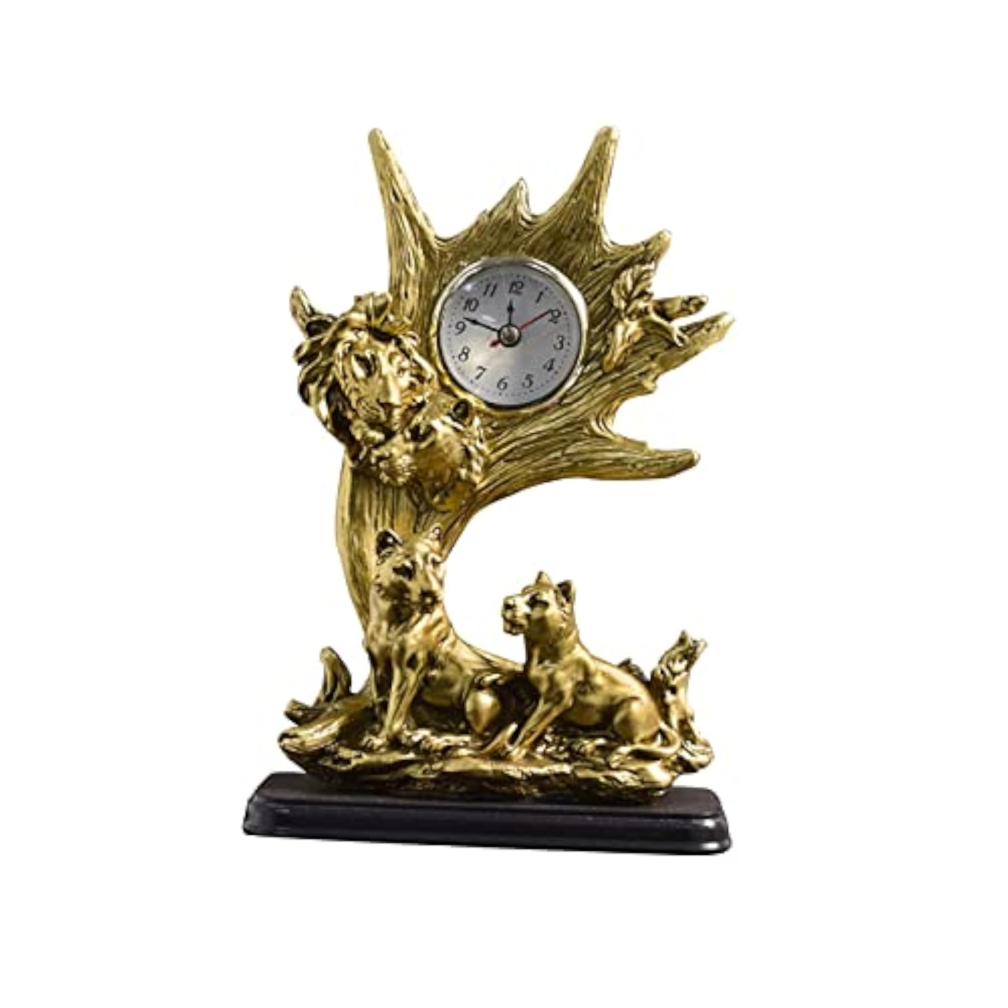 Table Clock Lion Statue for Bedroom Desk