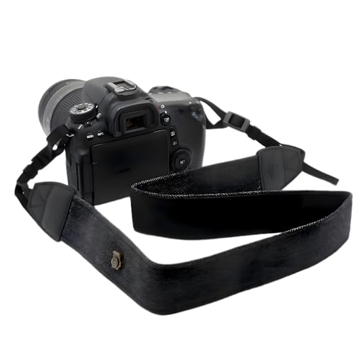 Sangle pour appareil photo - En pur coton et cuir - Réglable - Pour appareil photo reflex numérique, photographe, gris, M
