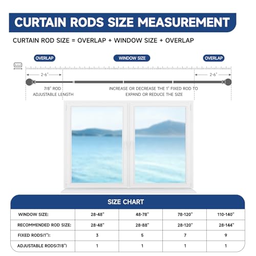 BRIOFOX White Curtain Rods for Windows 66 to 120 Inch(5.5-10ft) - 1'' Diameter Heavy Duty Curtain Rods with Imitation Wood Grain Pattern Finials,Adjustable Decorative Curtain Rods Set,28-120'' by BRIOFOX - Image 8