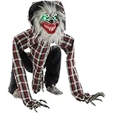 Smiley The Squatting Werewolf with Movement Sounds and Light-up Eyes for Halloween Decoration Black