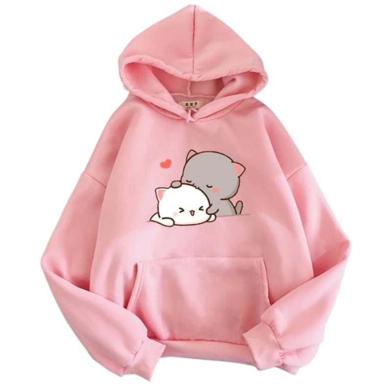 Image of Popster Printed Hooded Sweatshirt Hoody Fleece Regular Fit Full Sleeves Stylish Jumper Sweatshirts Winter Wear Hoodie for Women