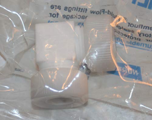 1/2 x 1/2 KEL-F TBG Union Elbow Fitting, PTFE, Norton Chemfluor A1071184