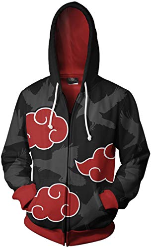 PADOLA Veste Zippée Pull Vetement pour Homme Sweat Cartoon Hoody Pocket(001 Akatsuki,Small) Cover