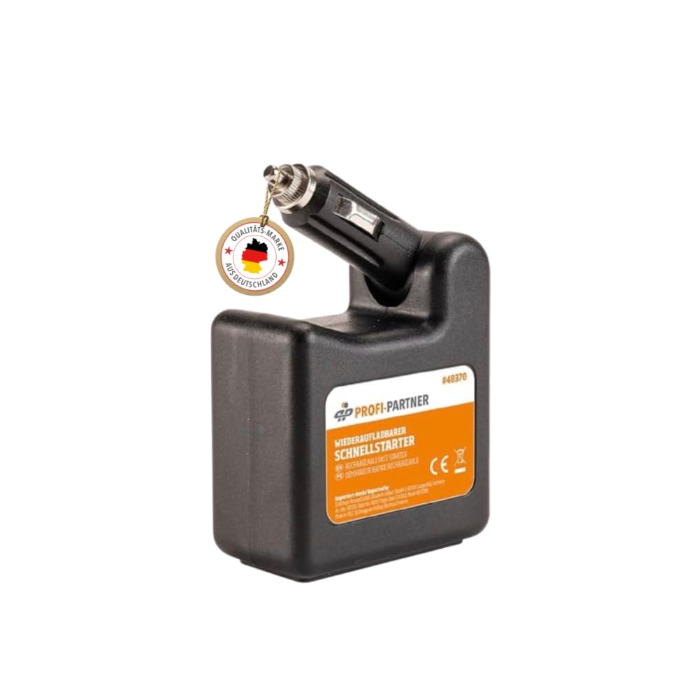 Kfz-Starthilfe, aufladbarer Schnellstarter mit USB-Powerbank | Laden über Zigarettenanzünder, 12-Volt-Anschluss, LED-Ladestandanzeige, Batterie-Booster in ca. 20 Minuten, saubere Hände