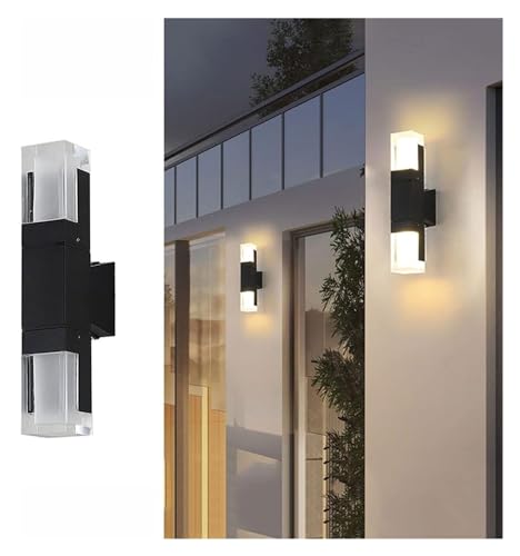 Aplique de pared exterior LED IP54 en aluminio negro con doble luz y sensor de movimiento