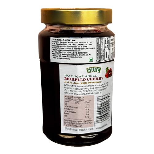 Image of Stute No Sugar Added Diabetic Morello Cherry Extra Jam, 15.17 oz ℮ 430 g