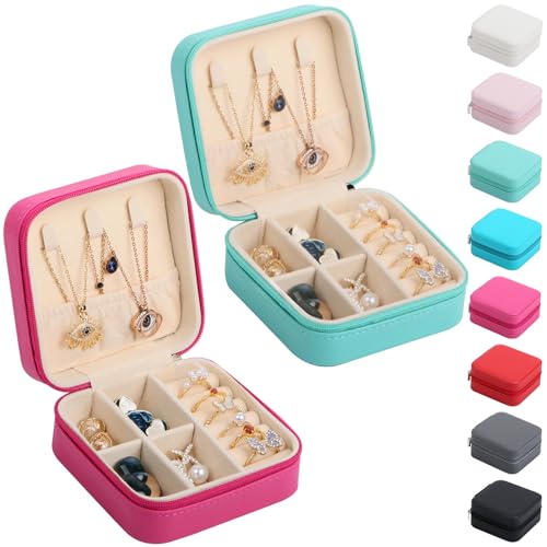 Image of 17Dec 2 Small Travel Jewelry Case Organizer,Mini Travel Essentials for Women,Bridesmaid Gifts Birthday Gifts for Women,Small Jewelry Box for Girls 8-12