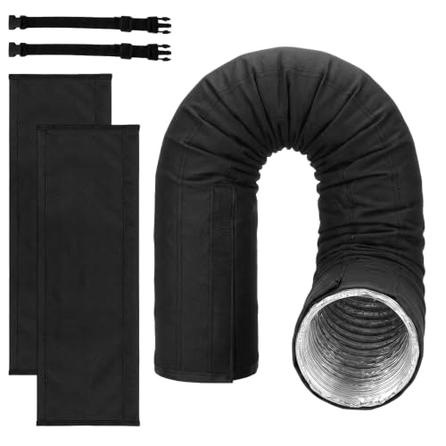 Image of Portable AC Hose Insulation Sleeve,60 inch Long Cover with Aluminum Foil for 5 inch-5.9 inch Exhaust Hose (Black /2pcs)