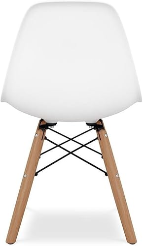 Miniatura 5 de Sillas de plástico y madera de 21.75 pulgadas para sala de juegos para niños en blanco (juego de 2)
