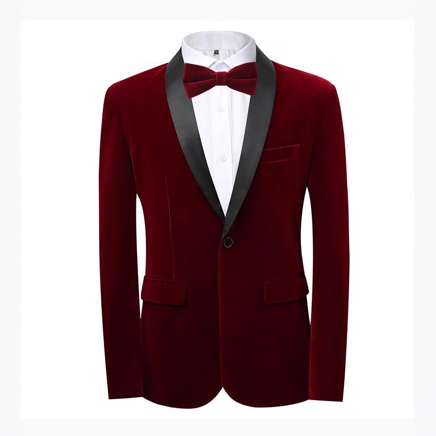 Men's Velvet Blazer Suit Shawl Lapel 1 Button Dress Tuxedo Dinner Prom Wedding Jacket Suits Slim Fit Sport Coats2