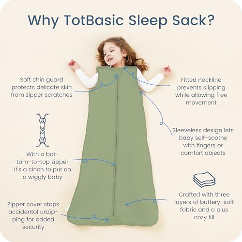 Image of Sleep Sack 0-6 Months 1.0 TOG, Swaddle Transition Sleeping Bag, Premium Baby Wearable Blanket with 2-way Safe Zipper All Season Sleep Sacks