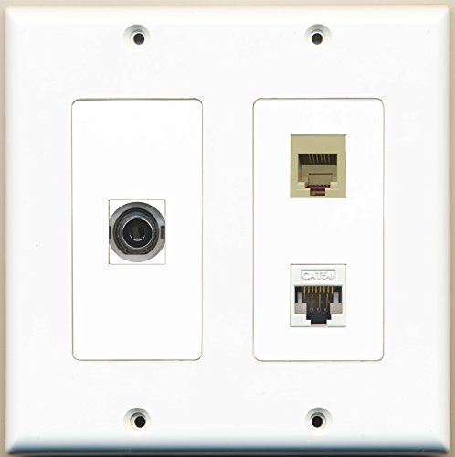 RiteAV - 1 porta RCA rosso 1 porta telefono RJ11 RJ12 beige 1 porta 3,5