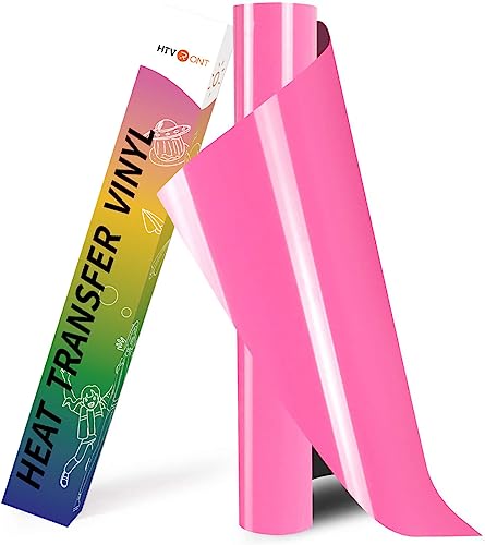 Image of HTVRONT HTV Vinyl Rolls Heat Transfer Vinyl - 12 inch x 8ft Pink HTV Vinyl for Shirts, Iron on Vinyl for All Cutting Machine - Easy to Cut & Weed for Heat Vinyl Design (Pink)