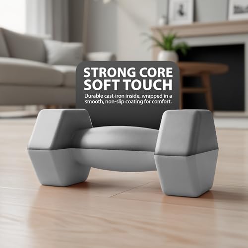 ZENO Dumbbells Set Of 2 | Dumbbells for Women | Hexagon Neoprene Weights | Hand Weights for Women | Anti-Slip & Sweat Resistant Dumbells (2 X 3KG Grey) - Image 4