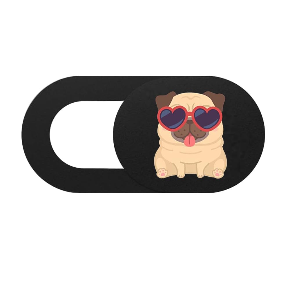 McStorey Kamera Kapatıcı 3'lü Set, Pug Köpek Desenli Ultra İnce 0.8 mm Sürgülü Webcam Cover, Güçlü 3M Yapışkanlı Laptop Tablet Telefon MacBook iPad Uyumlu Kamera Gizlilik Kapağı