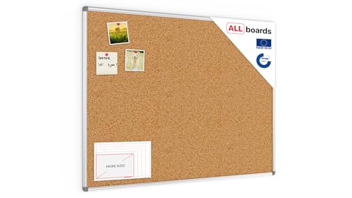ALLboards Lavagna in Sughero con Cornice in Alluminio 120x90cm, Bacheca