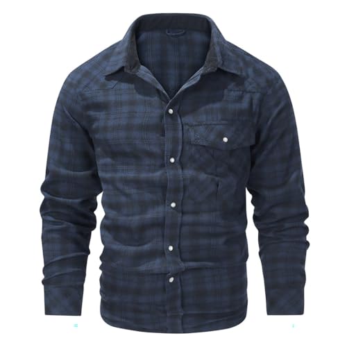 Men Plaid Long Sleeve Button Down Shirt Fall Collared Shirt With Pocket - image 4
