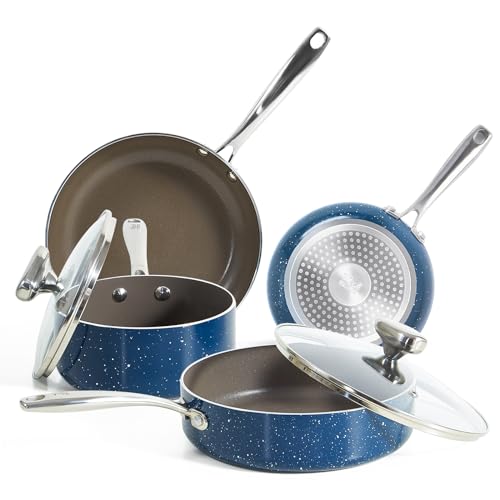 ROCKURWOK Ceramic Nonstick Cookware Set, 6 Piece Pots and Pans,Cooking Set with Frying Pans Saucepans, Stainless Steel Handles, Ceramic Coated, Non Toxic Without PFAS & PTFE, Dishwasher and Oven Safe ROCKURWOK Ceramic Nonstick Cookware Set, 6 Piece Pots and Pans,Cooking Set with Frying Pans Saucepans, Stainless Steel Handles, Ceramic Coated, Non Toxic Without PFAS & PTFE, Dishwasher and Oven Safe