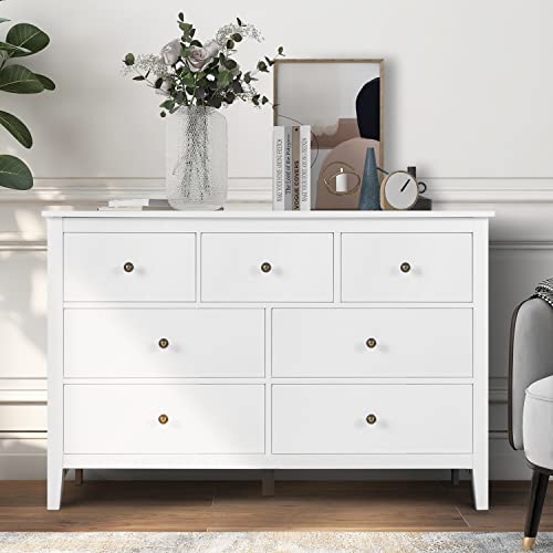 Lqfatest BEDROOM SET 7 Drawer Dresser And 2 Drawer Nightstands Set, Wooden Bedroom Furniture, Modern, White thumb #2