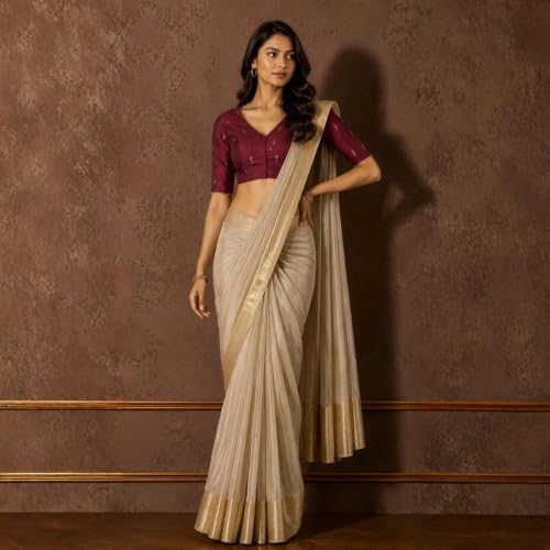 Image of Studio Shringaar Women's Handloom Cotton Silk Readymade Saree Blouse with Underarm Sweat Pads (Pack of 14 Pads)
