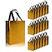 CHENGBAI TOTE Glossy Small Reusable Gift Bags 18 pcs, Yellow Gold Non-woven Goodie Bags Bulk with Black Handles & Base, Gift Bags for Birthday, Wedding, Holiday Party-7.9 x 4 x 9.7 In