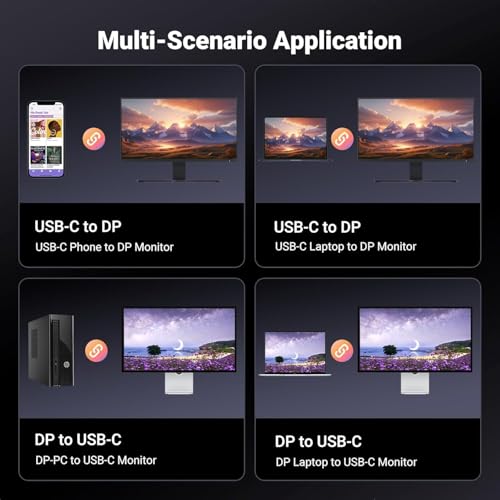 Image of Tobo 8K Bi-Directional USB C To DisplayPort Cable 1.8m [ 8K@60Hz, 4K@144Hz ] DP 1.4 To USB4 Type C Adapter For Thunderbolt 3 /4 M-Book Pro Air M4 Phone 16 15 Pro Pad XPS 13 /15 S25 Ultra G8 G9 TD-1519CC