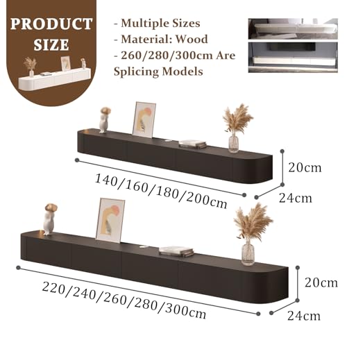 Meuble de rangement mural pour téléviseur flottant noir 140cm