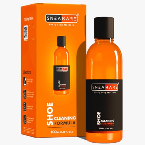 Image of SNEAKARE Shoe Cleaning Formula 100ml - Shoes Cleaner for Leather, Canvas, Mesh, Sneakers - Peach Fragrance Formula for Deep Shoe Cleaning -Travel Friendly Dirty Shoes Cleaner