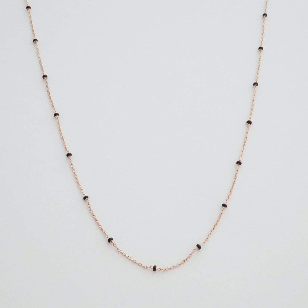 Honeycat Black Beaded Layering Strand Rosary Necklace in Gold, Rose Gold, or Silver | Minimalist, Delicate Jewelry