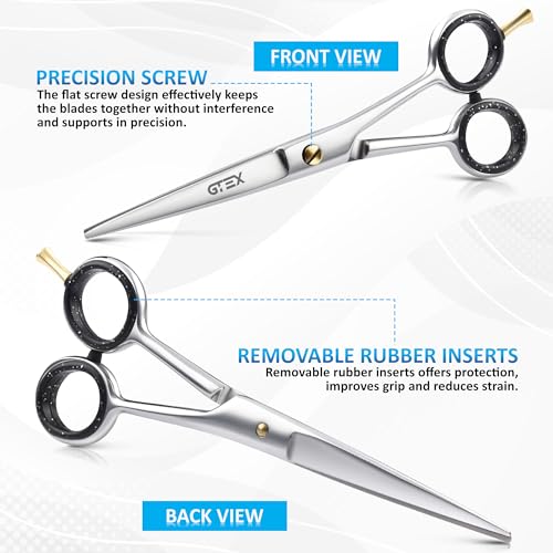 gtex hair scissors 65 inch professional hair cutting scissors for women men adults - barber scissors hair shears - super sharp haircut scissors - tijeras de peluqueria profesional