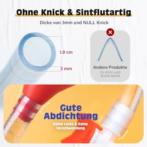 SMOQIO Trichter mit Schlauch, Doppelkopf Trichter mit Ventil, Zusätzlicher Flaschenöffner, 1er-Pack