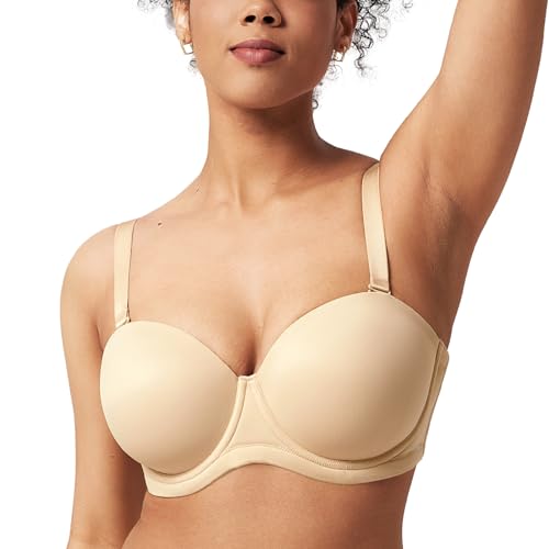 Image of HSIA Strapless Bras for Women Large Bust Non Slip Full Coverage Underwire Beige