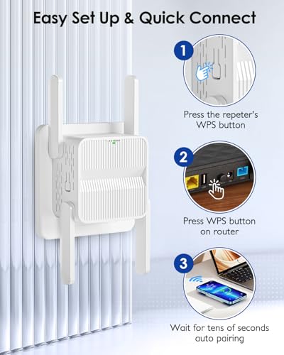 Image of WiFi Extender Signal Booster Covers 15888 Sq.ft, 4 Antennas WiFi Extender for Home & Outdoor, Compatible with 155 Devices, Dual Band 2.4G /5.8G, WiFi Repeater Range Extender