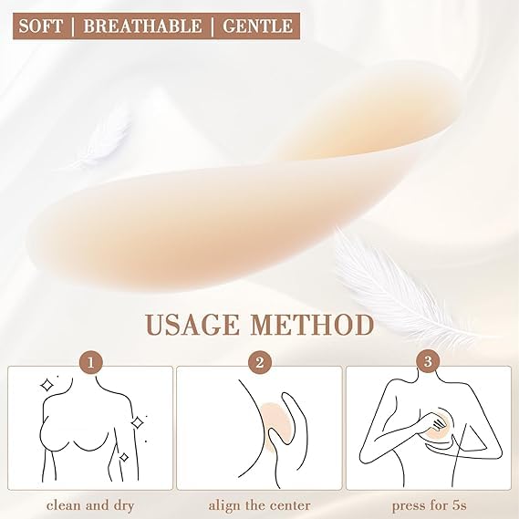 Image of TEKCOOL 2 Pair Nipple Covers Reusable Comfortable Invisible Adhesive Silicone Pasties for Women.