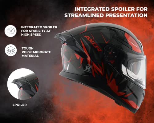 Image of Axor Apex Hunter ISI ECE DOT Certified Full Face Dual Visor Helmet For Men And Women With Pinlock Fitted Outer Clear Visor And Inner Smoke Sun Visor Black Orange Helmet-M
