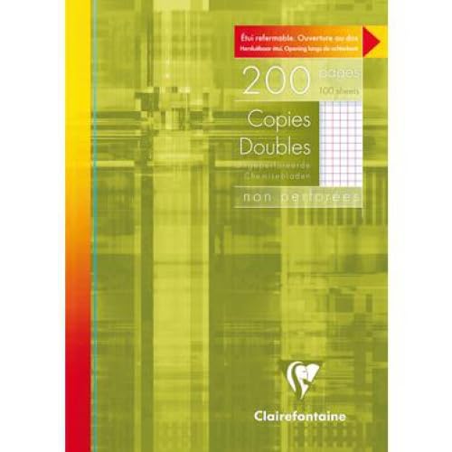 Lot de 5 Copies doubles Metric A4, étui de 200p./100 feuilles non perforées 90 g/m², coloris blanc, quadrillé 5x5 + marge