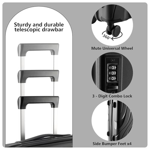 28-Inch Extra Large Lightweight Hardshell Check-In Luggage – TSA Lock, 360° Silent Spinner Wheels, Explosion-Proof Zipper – Durable Suitcase for Long Trips & Vacations (Grey)2