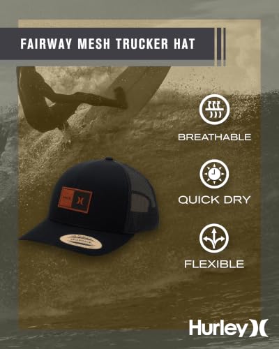 Image of Hurley Mens Trucker Hat - Flexible Quick Dry Fairway Mesh Trucker Hat for Men with Snapback Closure - Classic Mens Caps