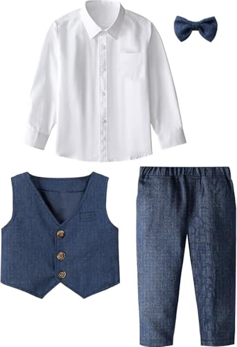 Image of A&J DESIGN 4pcs Baby & Toddler Suit, 12 Months - 5T, Shirt & Pants & Vest & Bow Tie