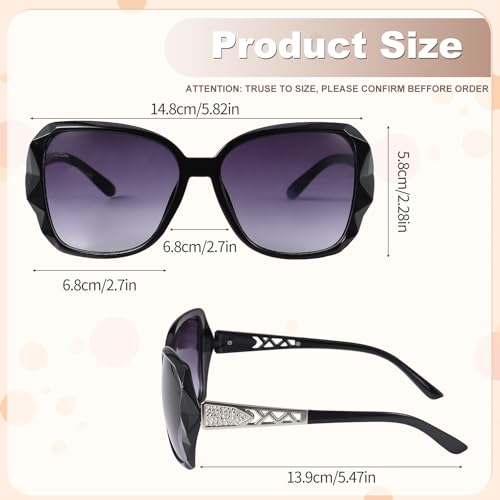 4 Pcs Women Large Sunglasses UV 400 Glasses Oversized Classic Trend Ladies Sunglasses with Shiny Large Frame3