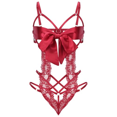 Telooco Desouses für Frauen Sexy Unterwäsche Dessous Spitze Hohl Body Bodysuit Einteiler Freche Dessou Fliege Underwear Women Sexy Set Spitze...