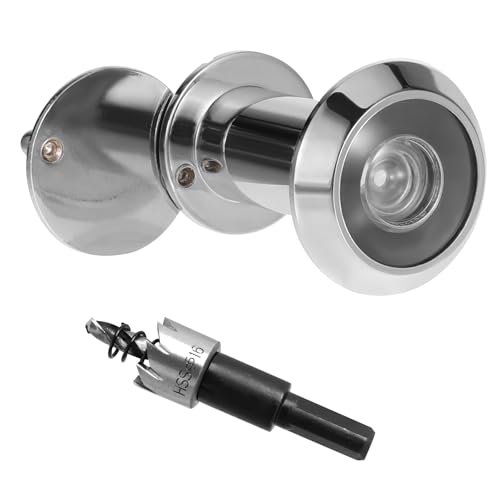 Türspion mit Sichtschutz 200° Weitwinkel Optische Glaslinsen Bohrloch Ø 16mm Spion mit Bohrer Einstellbare Länge Türspion für 35-60mm Dicke Türen (Silber)