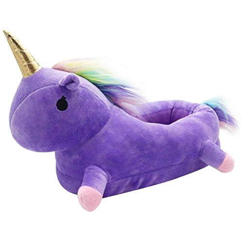 Daxoon Pantoufles en Peluche Unicorn de Pantoufles en Coton Chaudes et Douces pour Enfants, Adultes