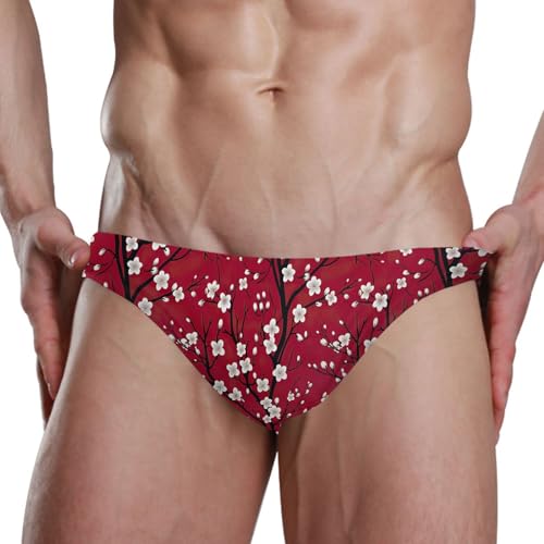 Plum Blossom Flowers Swim Briefs for Men Swimsuit Bikini Swimwear S B04021664